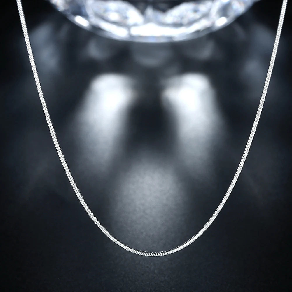 Lote de 10 Uds. De Plata de Ley 925, 16/18/20/22/24/26/28/30 pulgadas, collar de cadena de serpiente de 1mm para mujer y hombre, joyería de moda