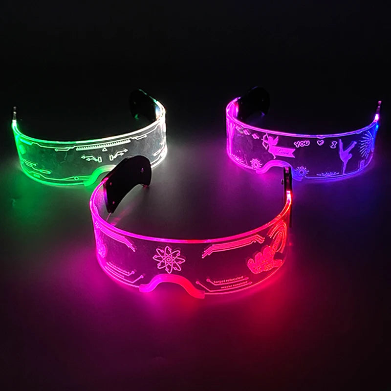 Gafas luminosas coloridas con luz LED, lentes de neón brillantes, parpadeantes para fiesta, club nocturno, DJ, decoración de fiesta de baile