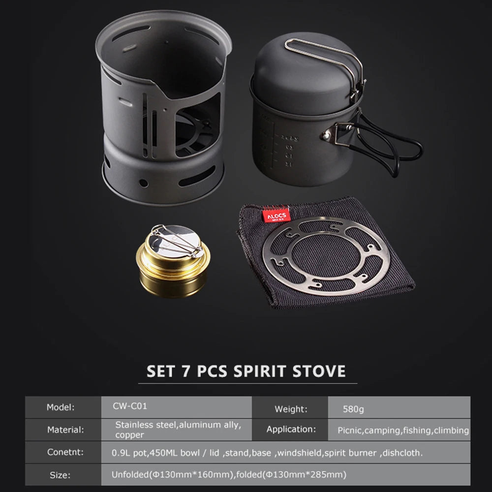 Estufa de Alcohol para exteriores, utensilios de cocina de aleación de aluminio de acero inoxidable para acampar, Picnic, senderismo, barbacoa, herramientas de viaje