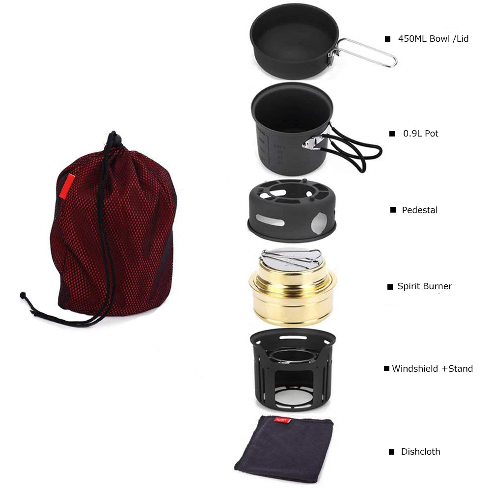 Estufa de Alcohol para exteriores, utensilios de cocina de aleación de aluminio de acero inoxidable para acampar, Picnic, senderismo, barbacoa, herramientas de viaje