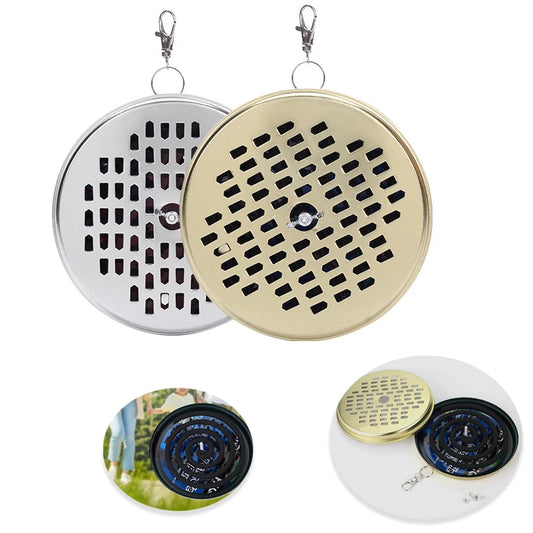 Soporte portátil para bobina de mosquitos, caja de incienso colgante, bandeja repelente en espiral ignífuga, para exteriores, interiores, camping, pesca.