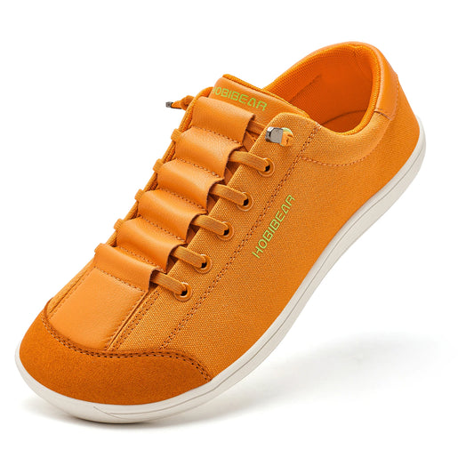 HOBIBEAR Zapatos descalzos con punta ancha para zapatillas de deporte unisex minimalistas de cuero artificial, zapatos ligeros y ajustables para caminar