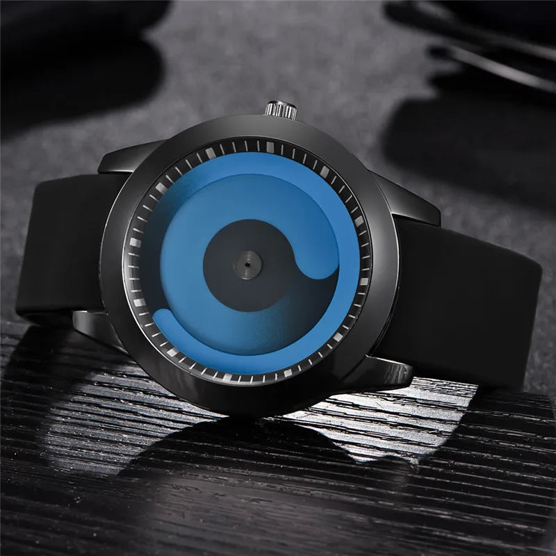 Relojes baratos de diseÃ±o Ãºnico para hombre, Erkek Barato Saat, banda de goma de moda, reloj Vintage de cuarzo Simple, relojes masculinos negros 2024