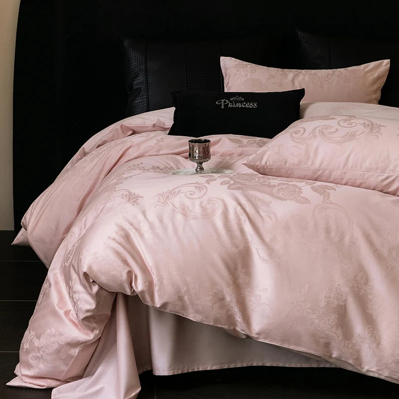 2025 Nuevo juego de ropa de cama de cuatro piezas de algodón puro 100% de color sólido simple para cama individual
