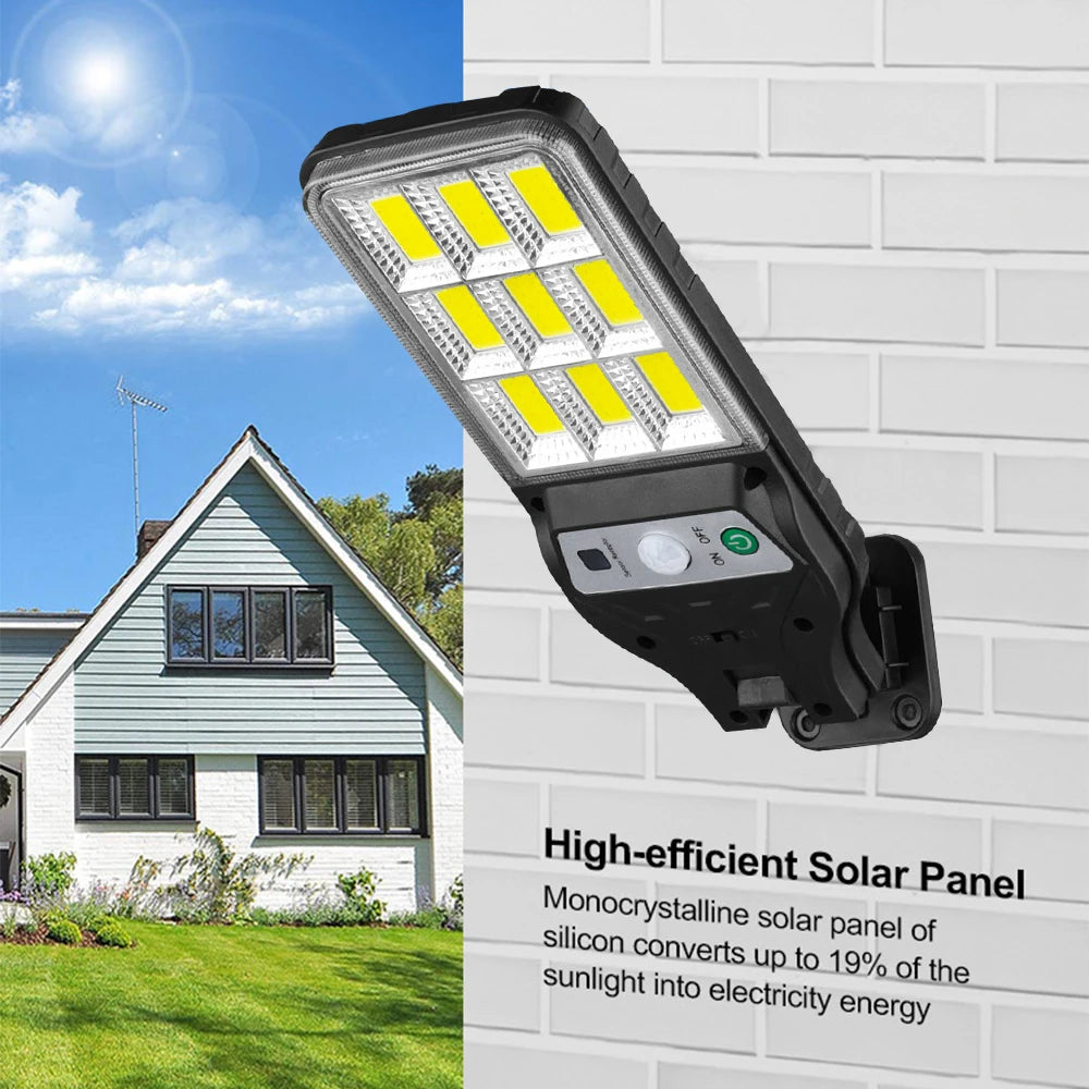 LÃƒÂ¡mpara Solar de pared con Sensor de movimiento para exteriores, modo de iluminaciÃƒÂ³n, 9 rejillas, Cob, iluminaciÃƒÂ³n de camino de patio y jardÃƒÂ­n