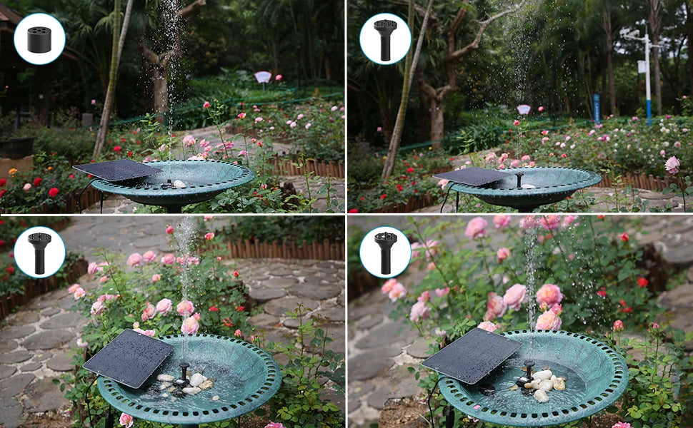 Fuente de agua Solar de 9W para jardín, decoración con boquillas, tubería de agua para baño de aves, alimentada por energía Solar para estanques