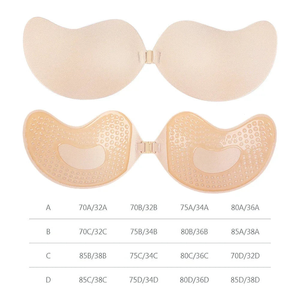 Sujetador adhesivo Invisible sin tirantes para mujer, sin tirantes Sujetador Push Up, lencería de silicona sin costuras, cubiertas para pezones, Bralette, ropa interior