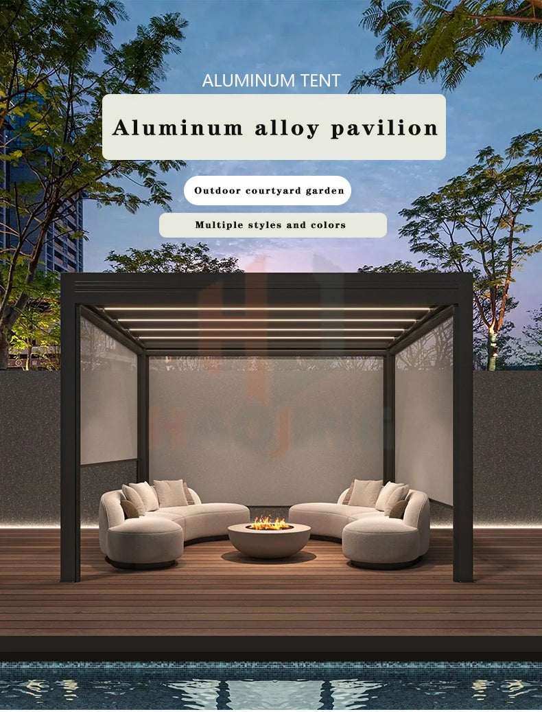 Muebles de jardín para exterior Gazebo da esterno Pavillion de aluminio 3x4 4x4 6x3 blanco Villa balcón Pérgola con persianas de metal personalizada