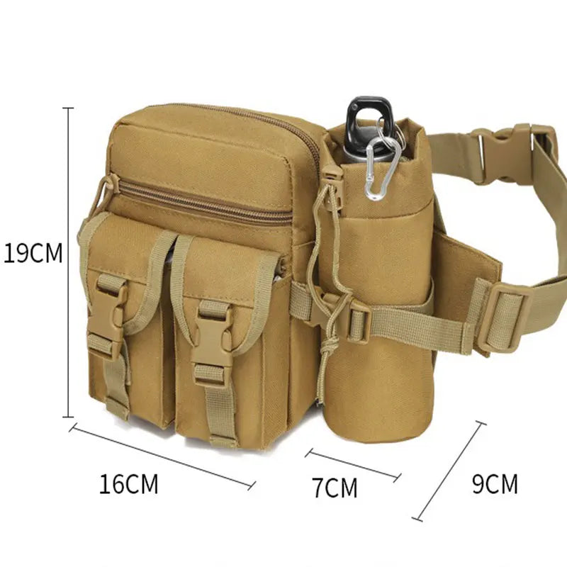 Riñonera táctica para exteriores, bolsa de nailon para botella de agua para teléfono y senderismo, paquete de equipo de herramientas deportivas, bolsa con cinturón para caza, escalada y acampada