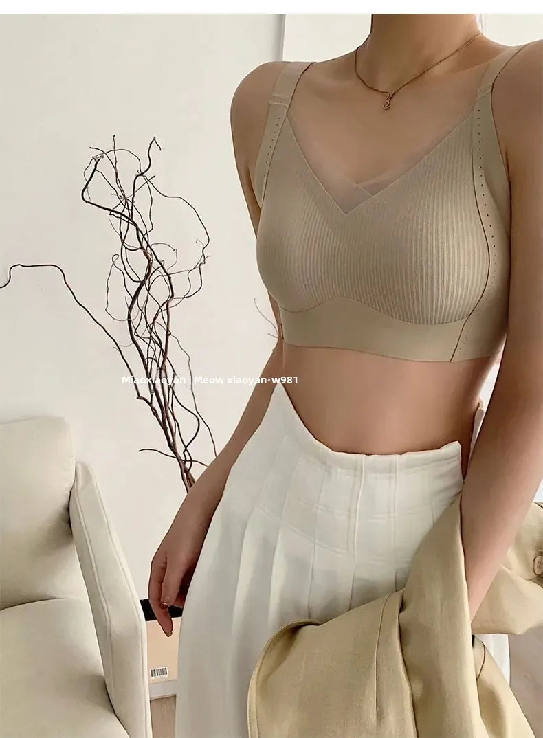 Sujetadores suaves y cómodos para mujer, ropa interior de nailon de apoyo ajustada al aire, sujetador elástico lateral con retroceso cero, ropa interior para mujer