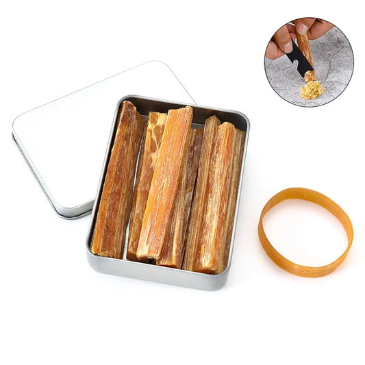 Palo de iniciación de fuego de madera de grasa, herramientas para hacer fuego al aire libre, palos de madera Natural para acampada, senderismo, supervivencia de emergencia, 1 caja