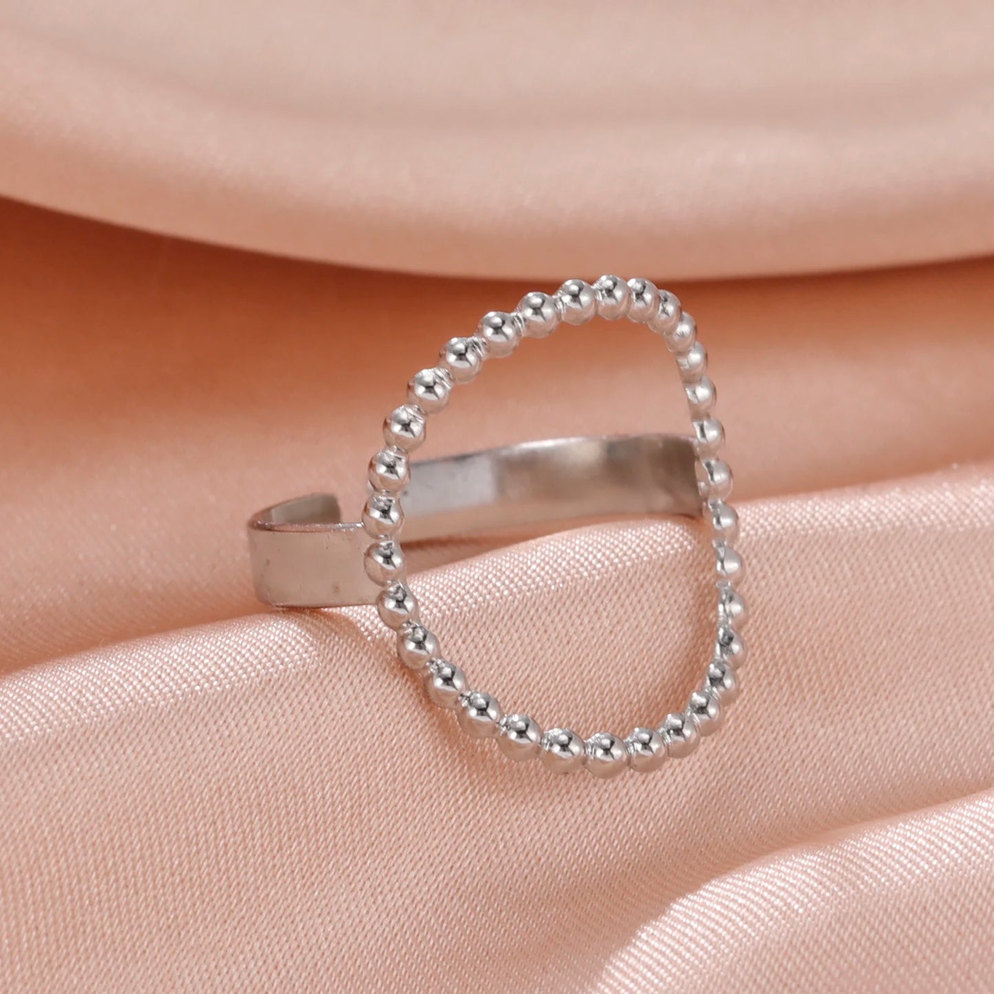 Skyrim-anillos de acero inoxidable para mujer, corazÃ³n geomÃ©trico, estÃ©tico, ajustable, abierto, joyerÃ­a de fiesta, regalos al por mayor