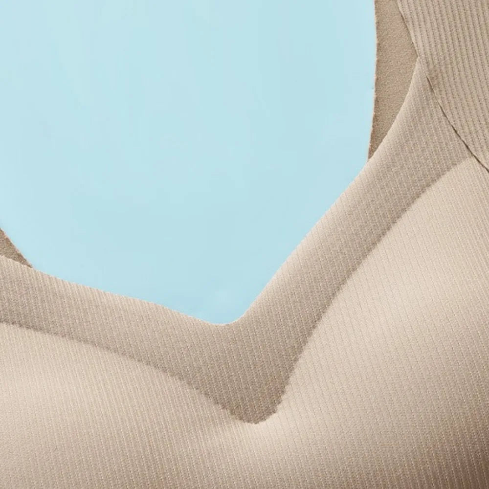 Sujetador inalámbrico de talla grande con escote en V profundo, ropa interior ajustada a prueba de golpes, lencería push-up, sujetador sin costuras antiflacidez para correr