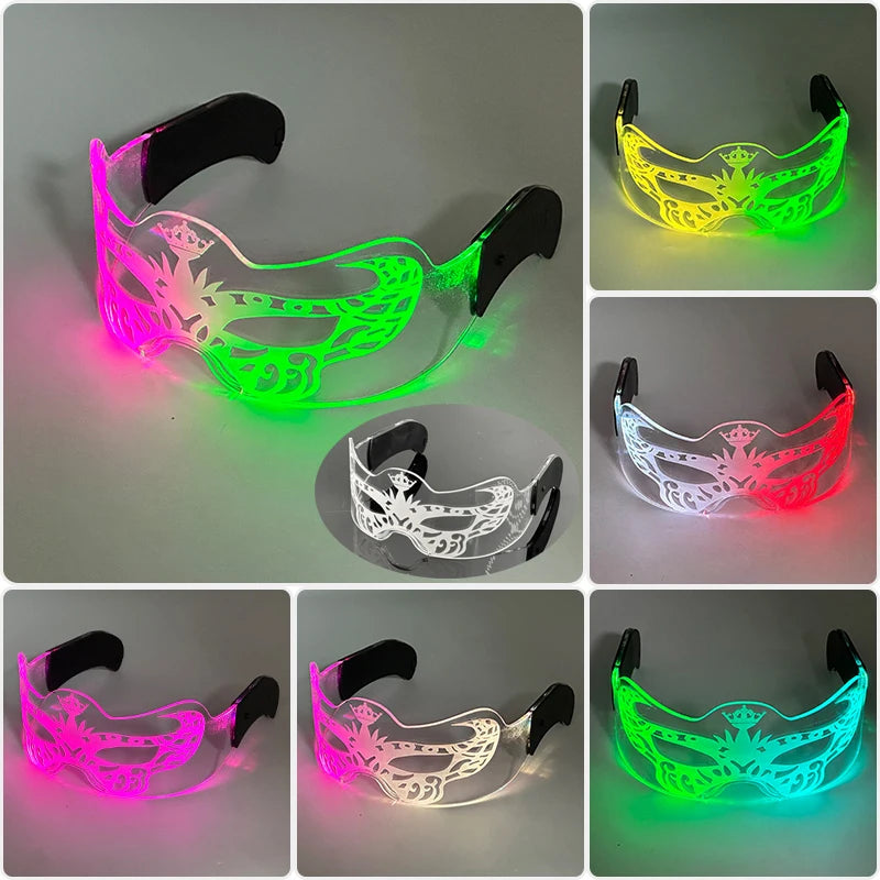 Gafas luminosas coloridas con luz LED, lentes de neón brillantes, parpadeantes para fiesta, club nocturno, DJ, decoración de fiesta de baile