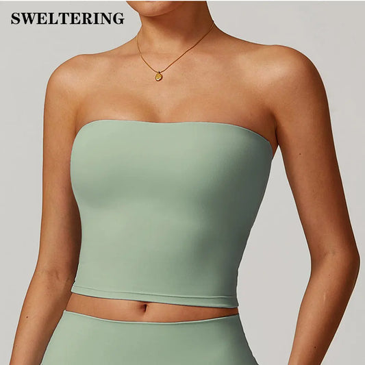 Chaleco de Yoga sin tirantes para mujer, Sujetador deportivo Sexy con parte de atrás bonita para mujer, ropa interior para gimnasio, Top deportivo de secado rápido que absorbe los golpes