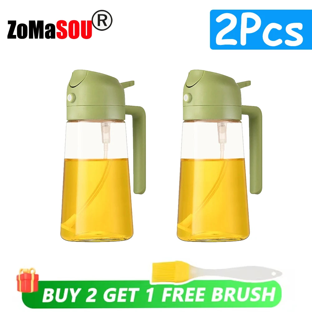 Dispensador de aceite 2 en 1, pulverizador, botella de aceite vertedor, contenedor de aceite de plástico, vaporizador para cocina, ensalada, barbacoa, cocina de acampada