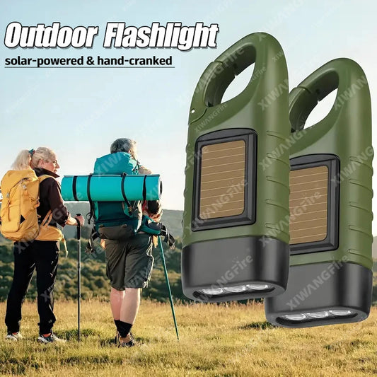 Linterna LED con manivela, equipo de supervivencia con energía Solar, antorcha autoalimentada, linternas de emergencia para senderismo, Camping, correr
