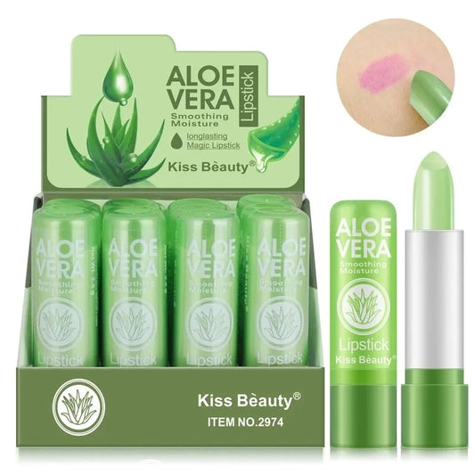 BÃƒÂ¡lsamo labial tintado que cambia de Color, lÃƒÂ¡piz labial de Aloe Vera, hidratante, larga duraciÃƒÂ³n, venta al por mayor, 12 unidades por juego, 3,5g