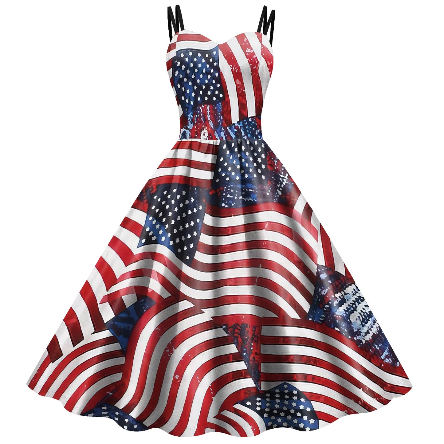[Eres mi secreto] vestido de DÃƒÂ­a de la independencia para mujer, vestido de fiesta de carnaval, vestido antideslizante, patrÃƒÂ³n de bandera para adultos, vestido Rockabilly de lujo para Halloween