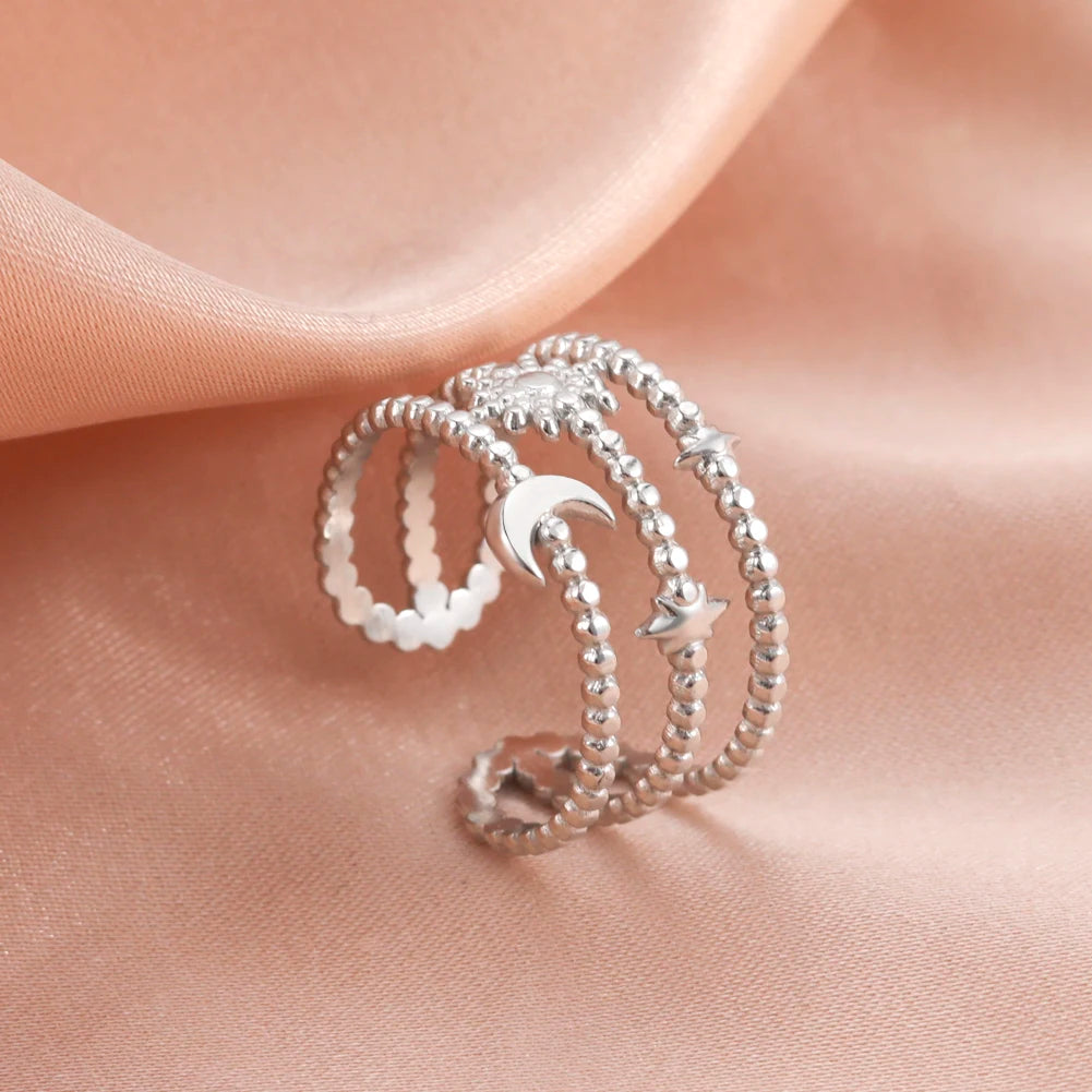 Skyrim-anillos de acero inoxidable para mujer, corazÃ³n geomÃ©trico, estÃ©tico, ajustable, abierto, joyerÃ­a de fiesta, regalos al por mayor