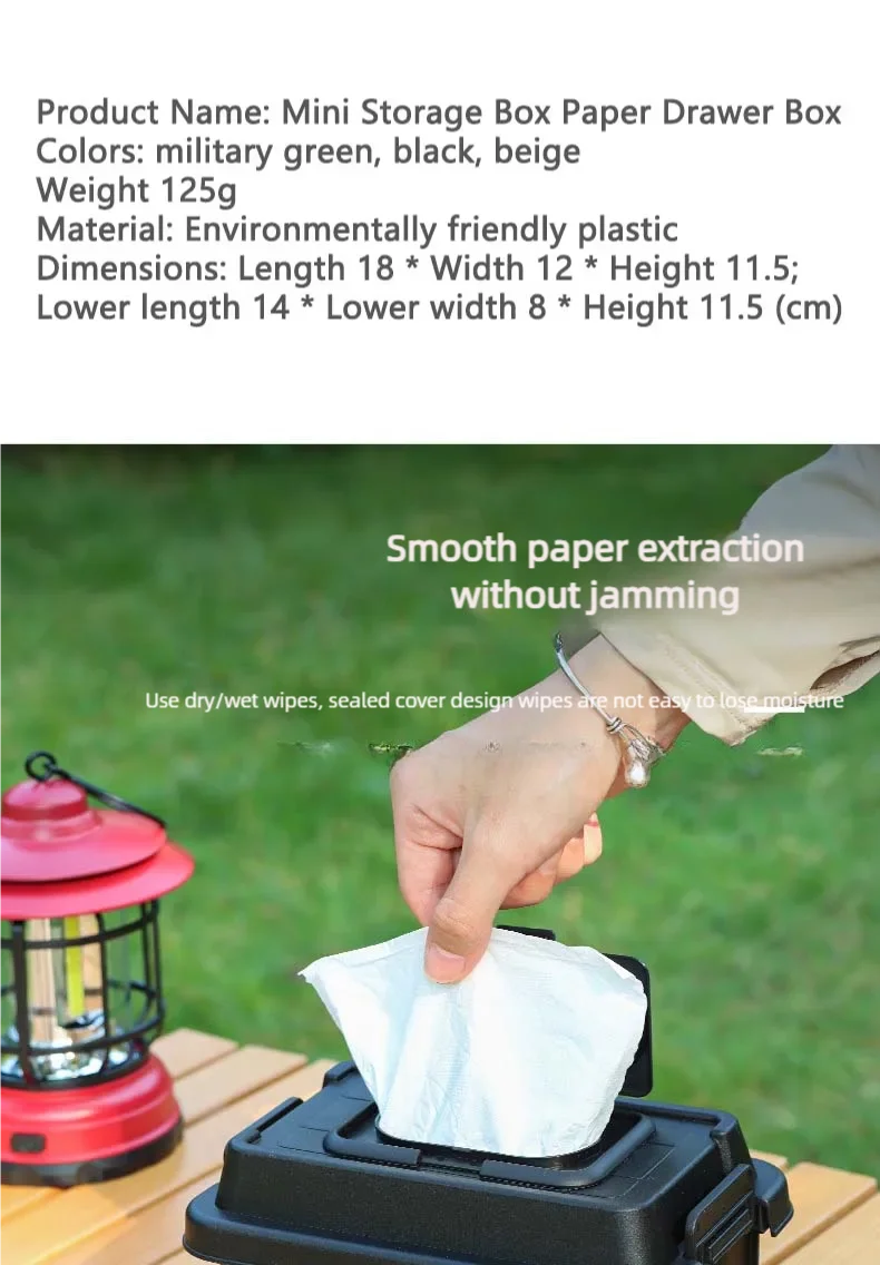 Estuche de pañuelos para acampar, caja de almacenamiento de papel para servilletas de escritorio, organizador portátil de botellas de condimentos para pícnic al aire libre