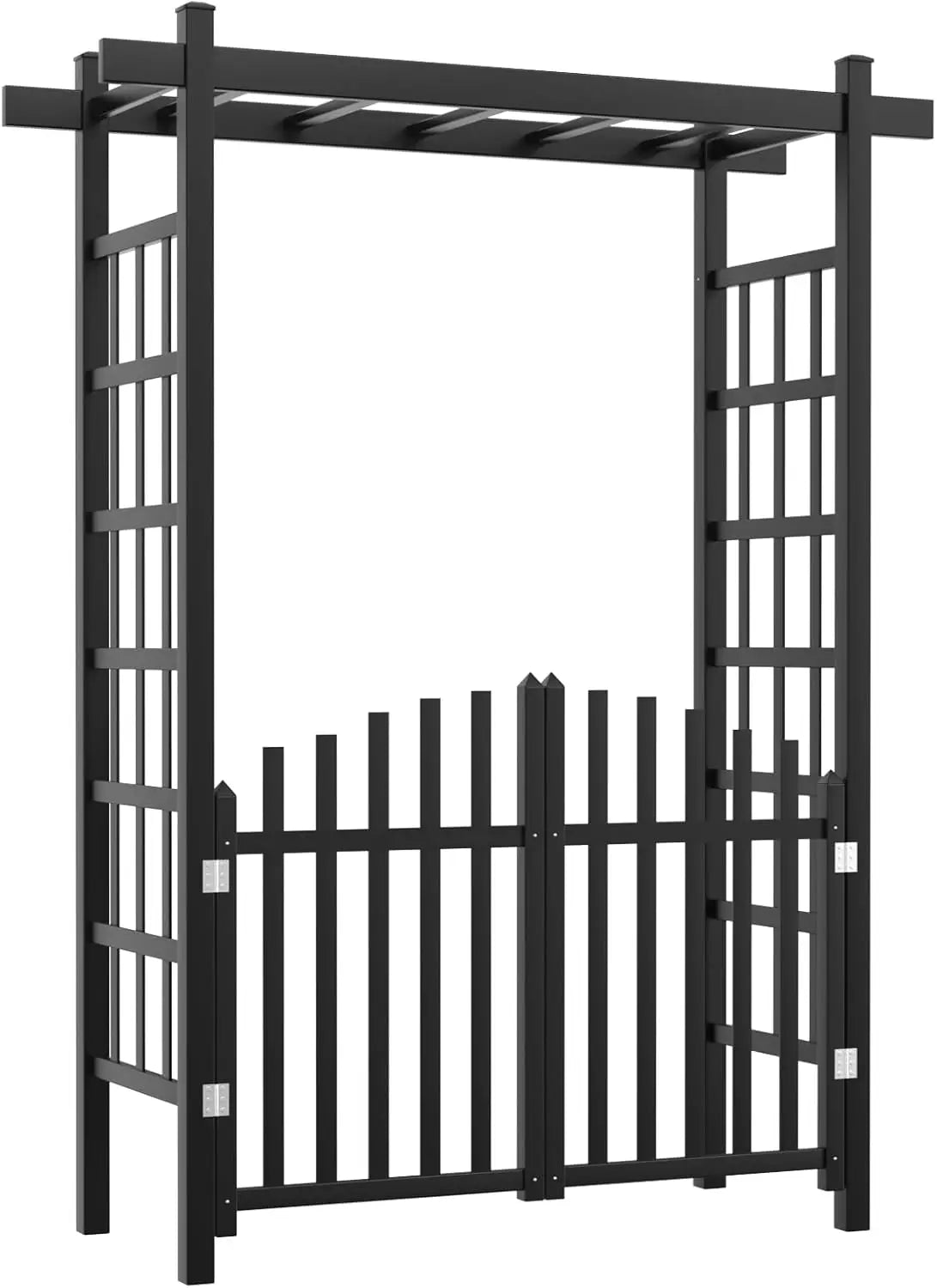 Caramanos de jardín con puerta, arco de boda de PVC para fiesta de ceremonia, enrejado de jardín para plantas trepadoras al aire libre, soporte de fondo de arco