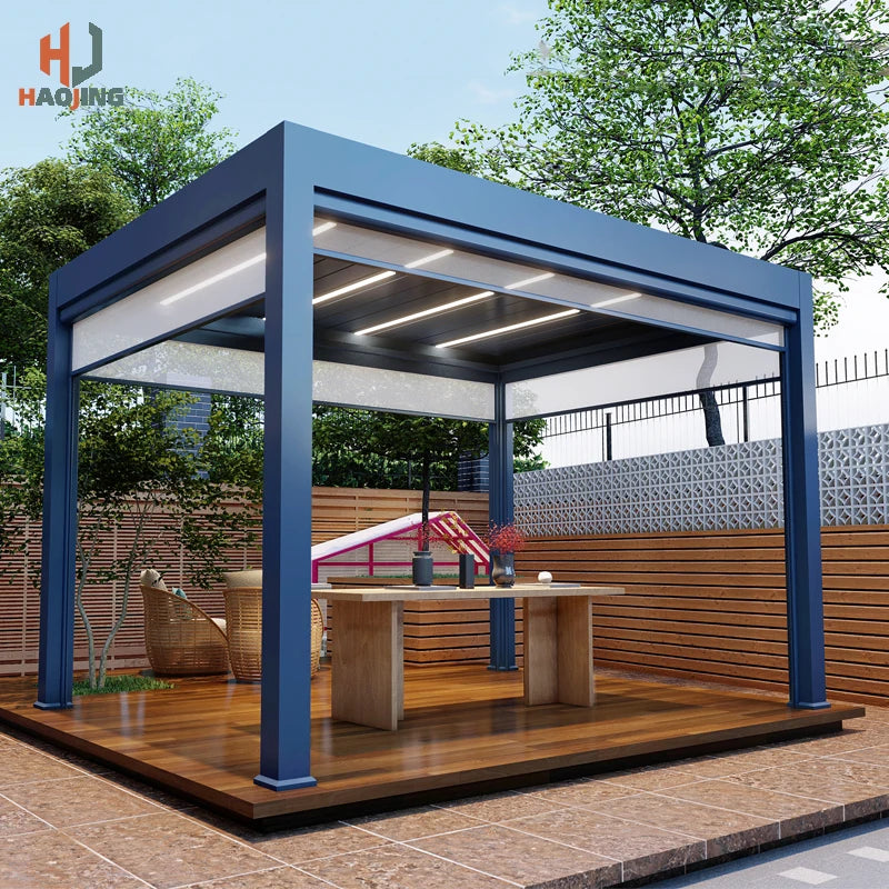Muebles de jardín para exterior Gazebo da esterno Pavillion de aluminio 3x4 4x4 6x3 blanco Villa balcón Pérgola con persianas de metal personalizada