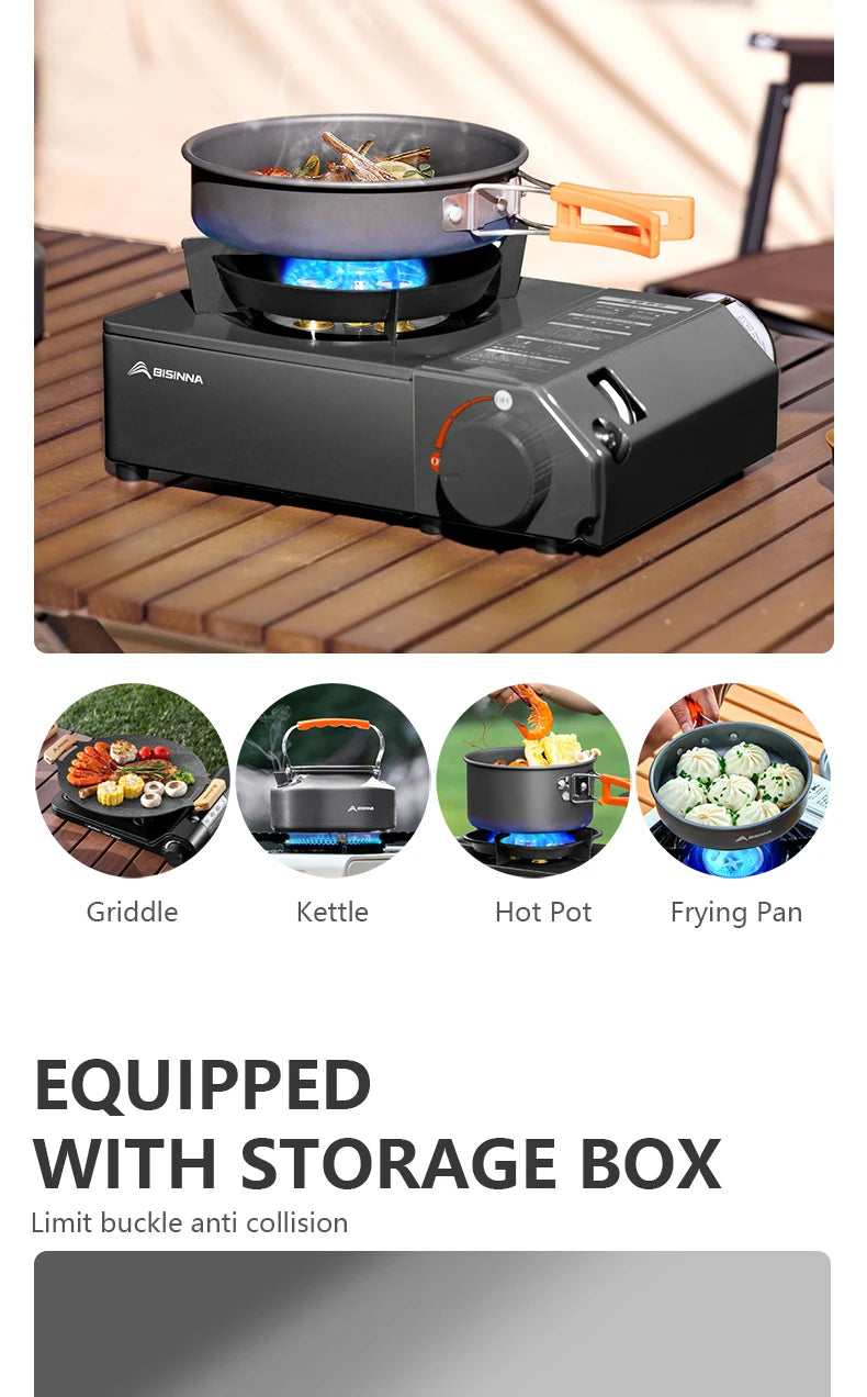 BSWOLF Estufa de gas para acampar, horno de casete portátil de alta potencia de fuego de 5000W, quemador de gas para exteriores para viajes, barbacoa, Picnic