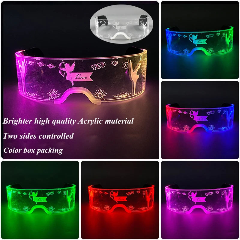 Gafas luminosas coloridas con luz LED, lentes de neón brillantes, parpadeantes para fiesta, club nocturno, DJ, decoración de fiesta de baile