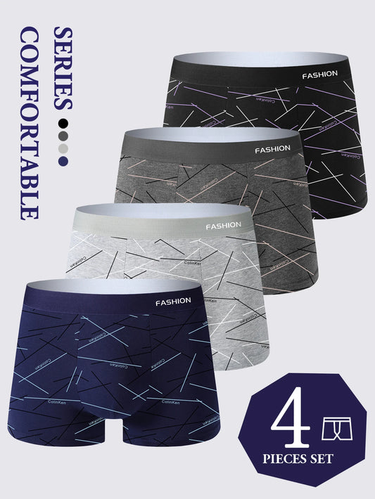 Calzoncillos bÃ³xer de alta elasticidad para hombre, ropa interior deportiva suave y transpirable, tendencia de moda, 4 piezas