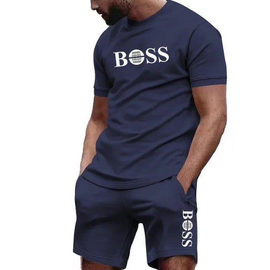 Ropa deportiva de dos piezas para hombre, conjunto de camiseta y pantalones de manga corta, ropa deportiva para correr y fitness, verano 2024, gran descuento, 2024