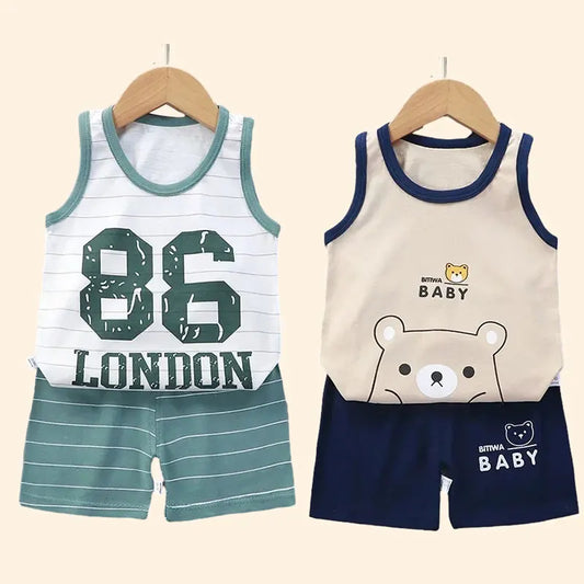 Conjuntos para niÃƒÂ±os, ropa para niÃƒÂ±os, chaleco para niÃƒÂ±os y niÃƒÂ±as, traje de verano, ropa para niÃƒÂ±os, camisetas de algodÃƒÂ³n para bebÃƒÂ©s, pantalones cortos, camiseta sin mangas