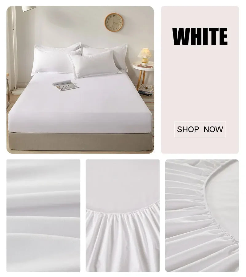 Sábana ligera de estilo veraniego con banda elástica, fundas de colchón de Color sólido, Protector para cama individual doble King, 100% algodón