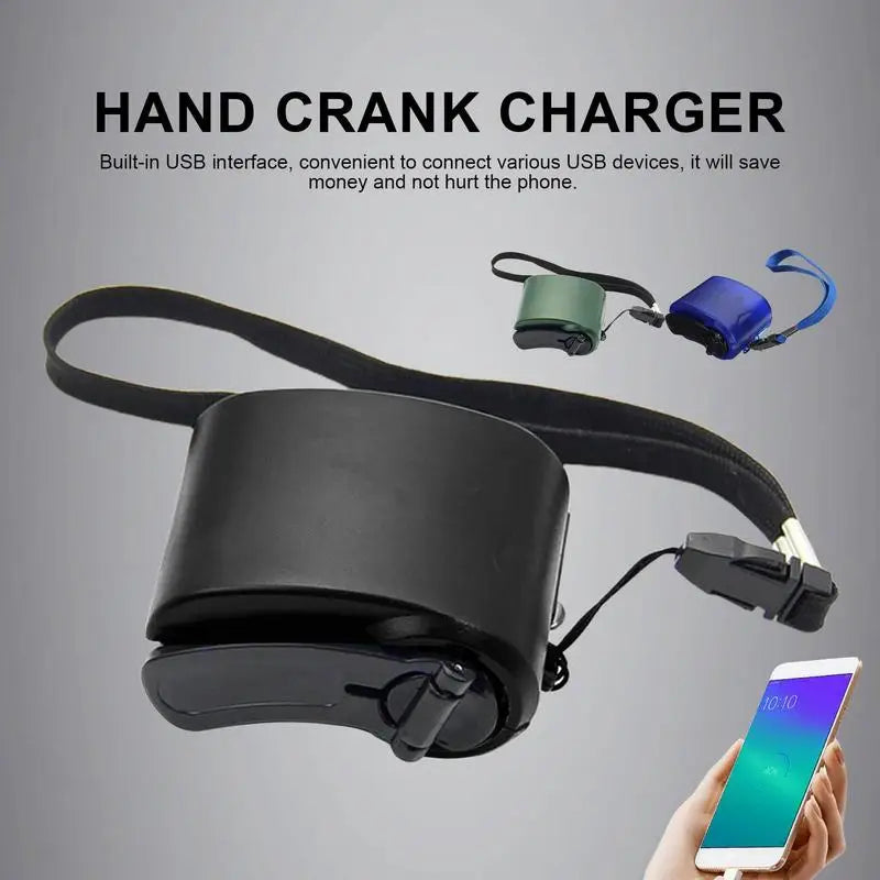 Cargador de emergencia portátil USB de 5V para teléfono móvil, manivela de potencia D ynamo para acampar al aire libre, cargador de viaje con luz Led