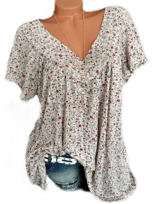 Camiseta holgada sin mangas para mujer, ropa de dormir de casa con cuello en V, Tops con estampado Floral, camisetas informales sexys a la moda para mujer