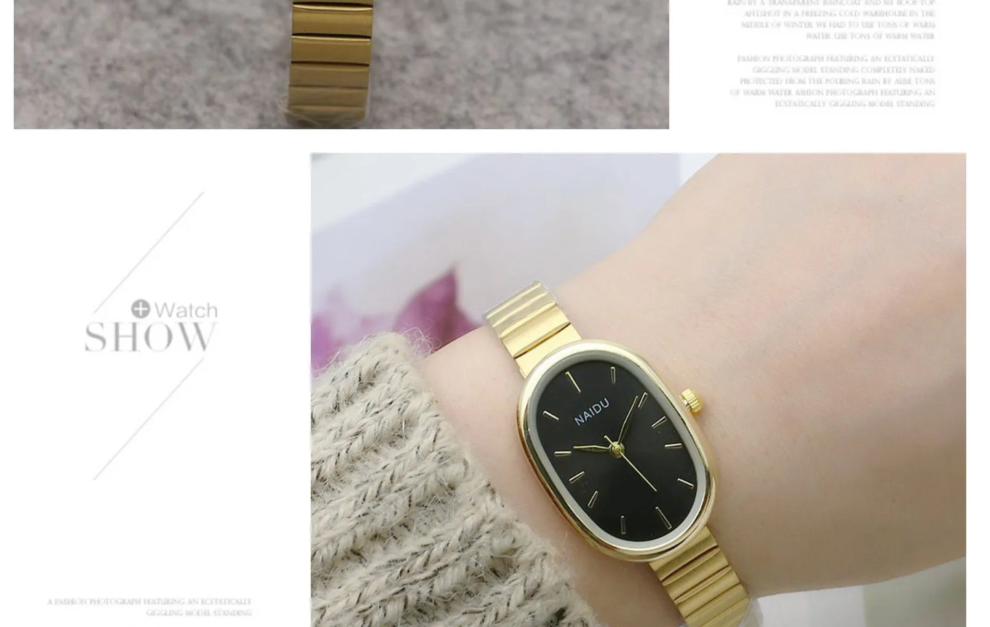Reloj de cuarzo ovalado con esfera pequeña para mujer, correa de bambú de acero inoxidable, reloj de pulsera de regalo de lujo a la moda para estudiantes y niñas, envío directo
