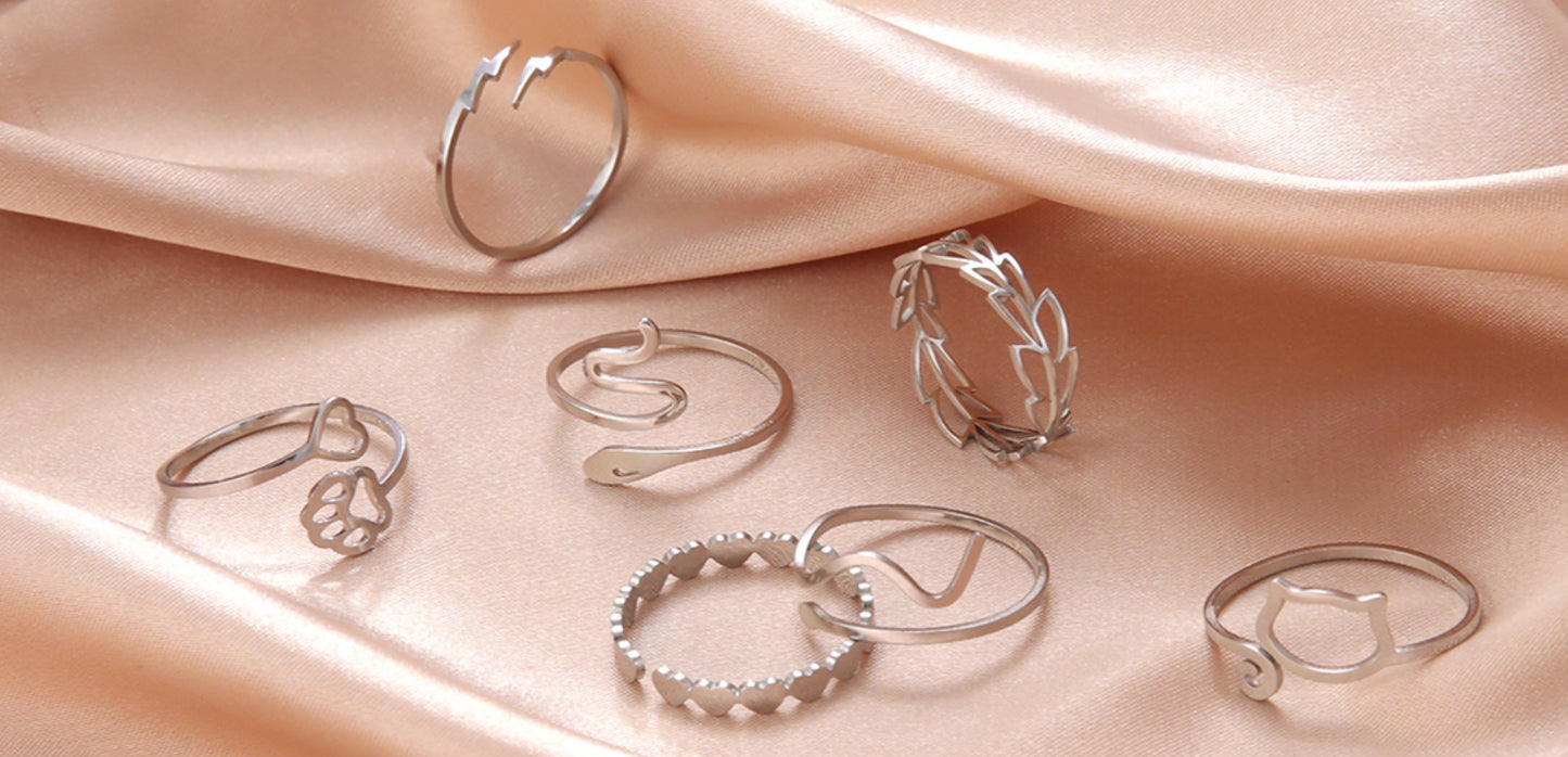 Skyrim-anillos de acero inoxidable para mujer, corazÃ³n geomÃ©trico, estÃ©tico, ajustable, abierto, joyerÃ­a de fiesta, regalos al por mayor