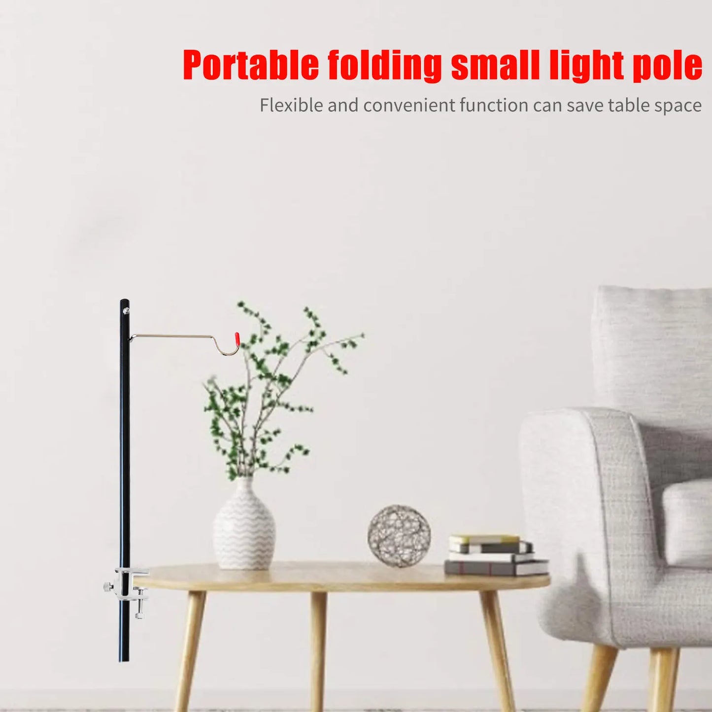 Poste de Luz Portátil para acampar y Clip de escritorio, soporte de aleación de aluminio para exteriores, soporte de luz de campamento de altura ajustable para acampar al aire libre