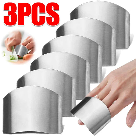 Protector de dedo de acero inoxidable, Protector de dedo ajustable para cortar verduras, herramientas protectoras de dedo, utensilio de cocina, 3/1 Uds.