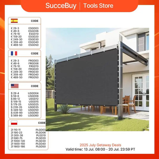 VEVOR Toldo de Sombra 305 x 305 cm Tela Parasol con Ojales de Acero Inoxidable Red de Sombreado HDPE 140 g/m² Tejido de Protección con 30 Bridas para Exteriores, Patios, Jardines, Terrazas, Negro