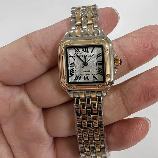 Reloj para mujer, marca de lujo ligera, negocios, oro, acero inoxidable, relojes de cuarzo a la moda para mujer, reloj de pulsera para mujer