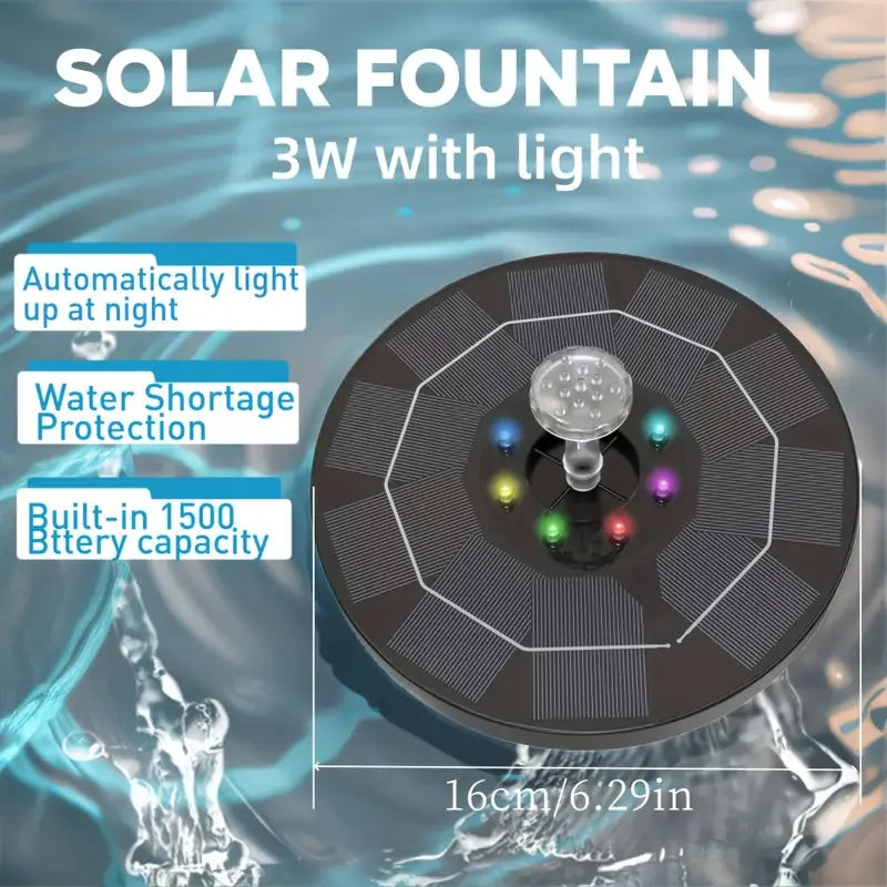 Bomba de fuente Solar LED de 3,5 W con 6 boquillas para estanque de baño de pájaros, acuario al aire libre, decoración de jardín, estanque, Patio, ciclismo acuático