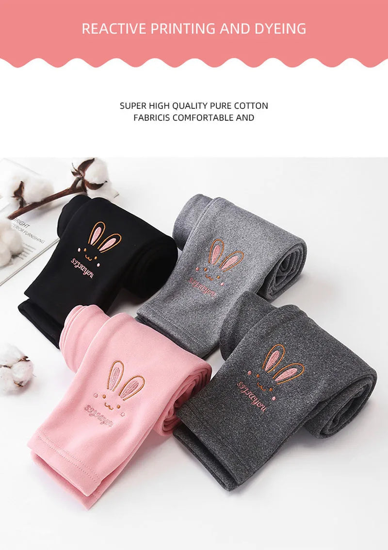 Leggings para niñas Otoño Invierno grueso cálido más lindo conejo Fond niños bebé parte inferior pantalones