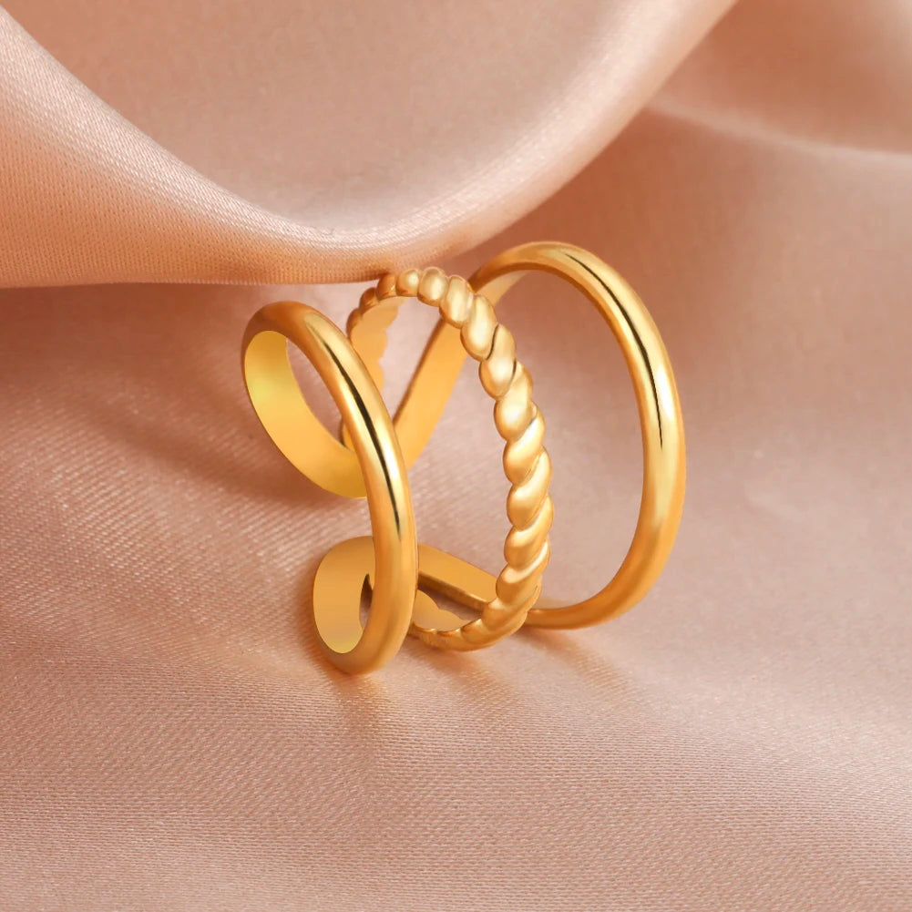 Skyrim-anillos de acero inoxidable para mujer, corazÃ³n geomÃ©trico, estÃ©tico, ajustable, abierto, joyerÃ­a de fiesta, regalos al por mayor