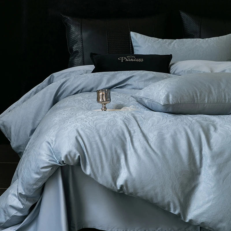 Nuevos juegos de cama de lujo 2025 100% algodón: fibra larga, alta densidad, jacquard satinado, cama de 1,5 m/1,8 m