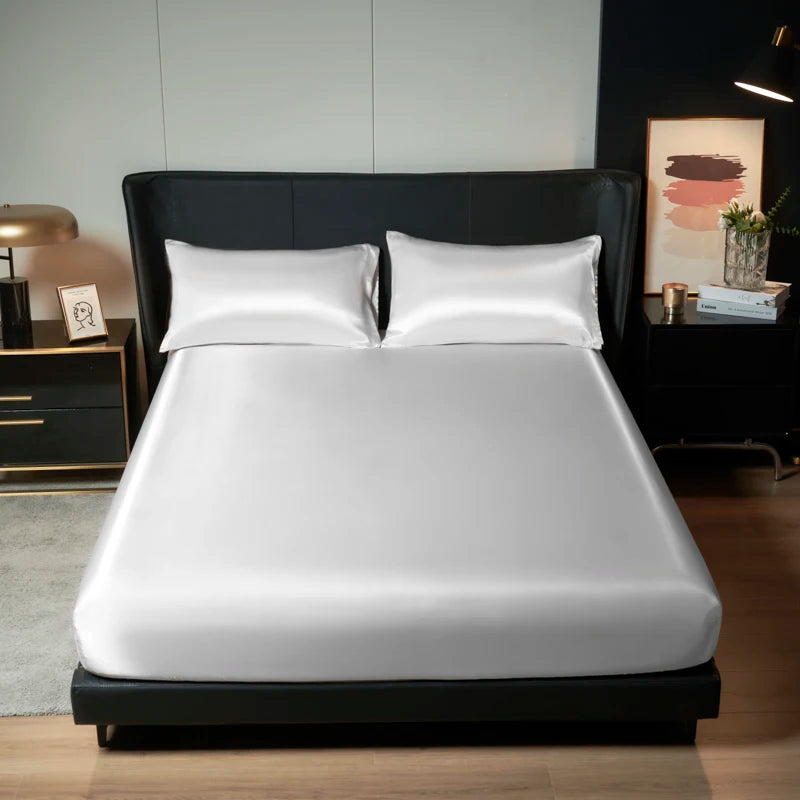 UPzo 100% poliéster 1 Uds. Sábana bajera con superficie satinada (sin funda de almohada) banda elástica alrededor de la funda de colchón sábana para cama King