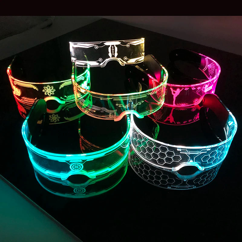 Gafas luminosas coloridas con luz LED, lentes de neón brillantes, parpadeantes para fiesta, club nocturno, DJ, decoración de fiesta de baile