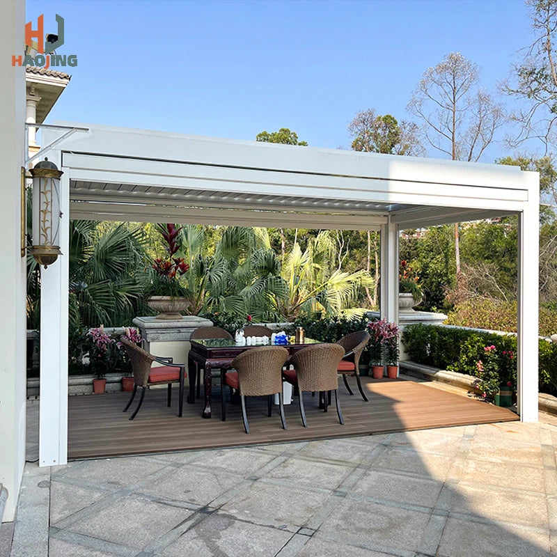 Muebles de jardín para exterior Gazebo da esterno Pavillion de aluminio 3x4 4x4 6x3 blanco Villa balcón Pérgola con persianas de metal personalizada