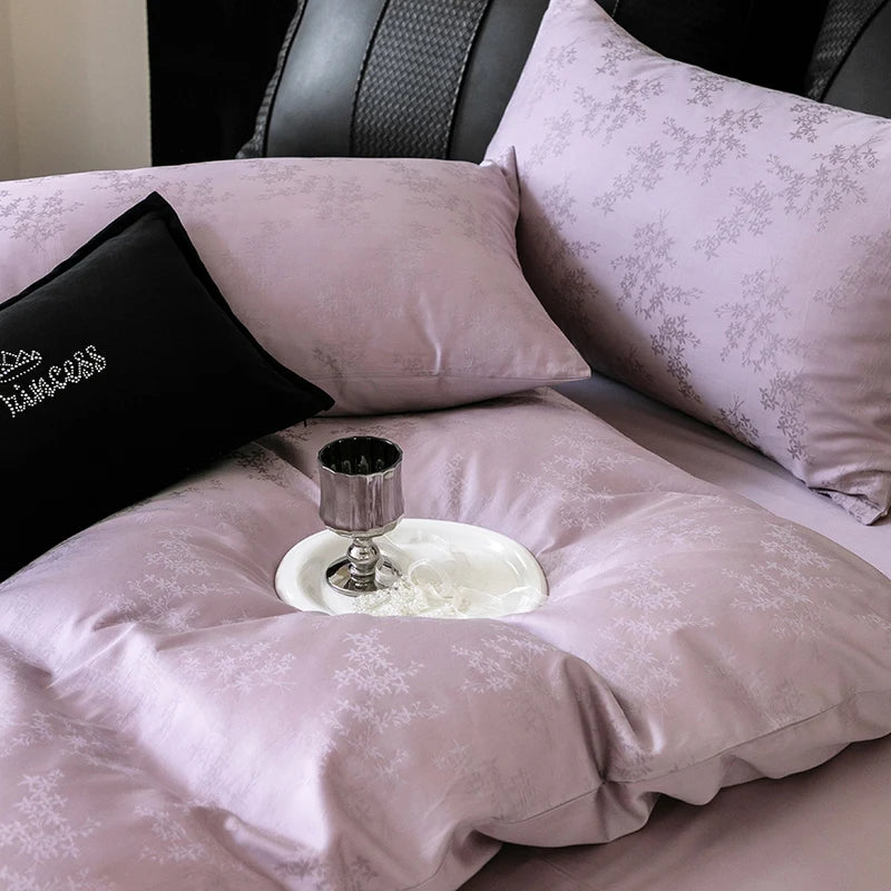 Nuevos juegos de cama de lujo 2025 100% algodón: fibra larga, alta densidad, jacquard satinado, cama de 1,5 m/1,8 m
