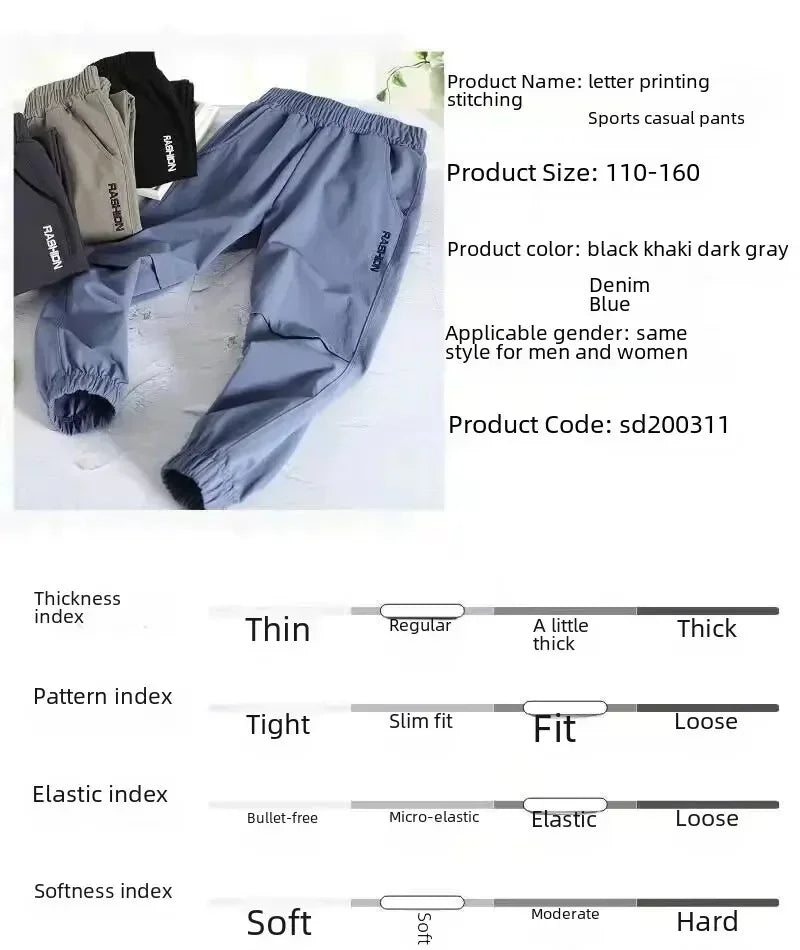 Primavera otoño estilo secado rápido deportes verano niños ropa niños pantalones casuales finos transpirables mediados grandes niños